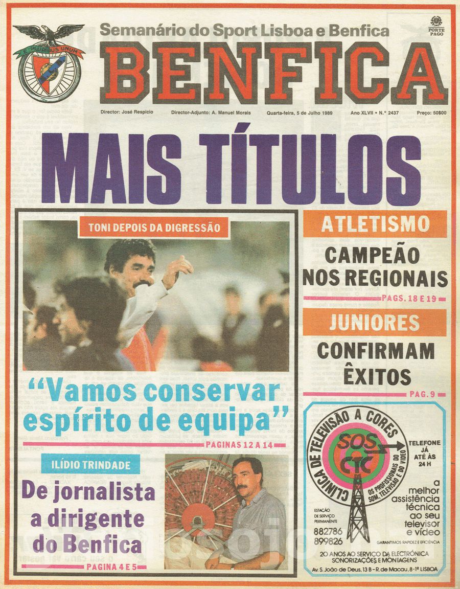 jornal o benfica 2437 1989-07-05